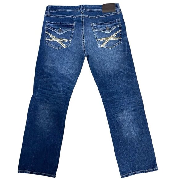 TK Axel Jeans Men's 36x32** Slim Boot Cut Flap Pockets Hartford Conn Blue Denim - Picture 2 of 9